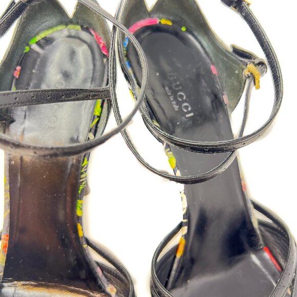 Gucci Black Flora Strappy Sandals size 8.5 - Picture 4 of 12